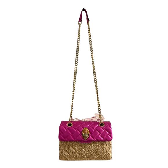 Kurt Geiger Hot Pink Fuchia Raffia Kensington Convertible Bag Chain Designer - Picture 15 of 16